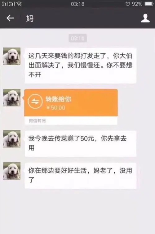 传菜 赚了50元妈老了没用了 中文网络风尚图片